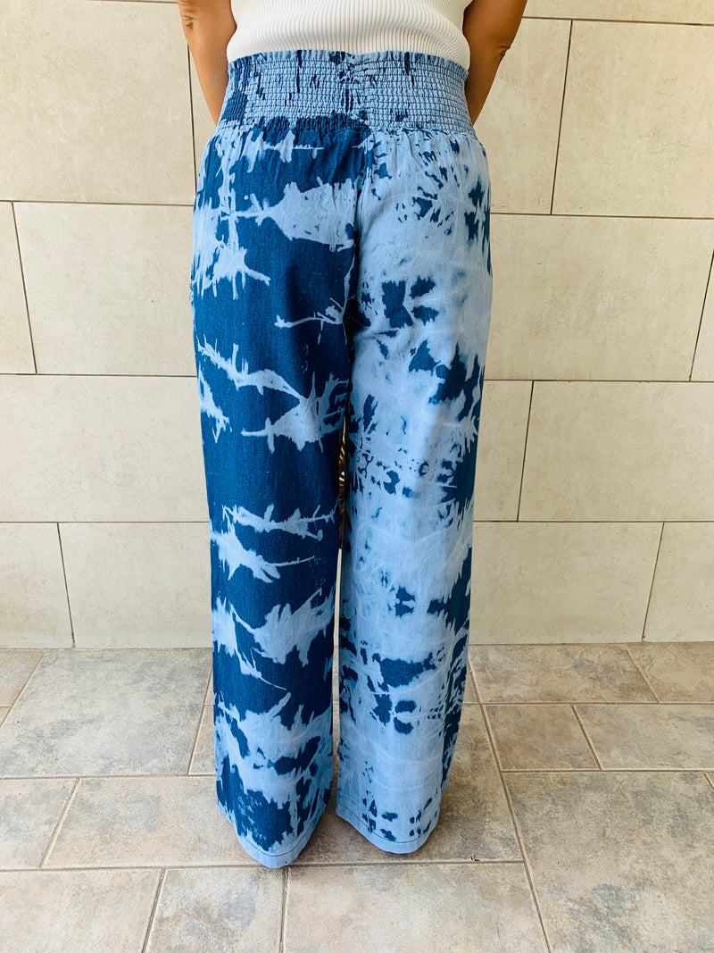 Tie Dye Denim Flare Pants