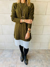 Olive Cable Plisse Hem Dress