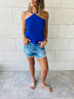 Blue Crochet Halter Top