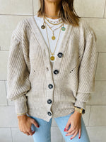 Beige Button Cardi