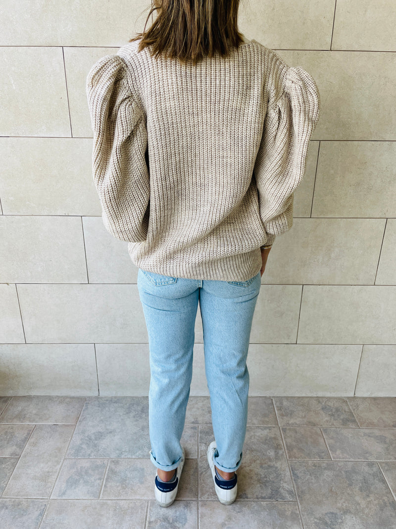 Beige Button Cardi