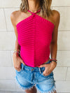 Fuchsia Crochet Halter Top