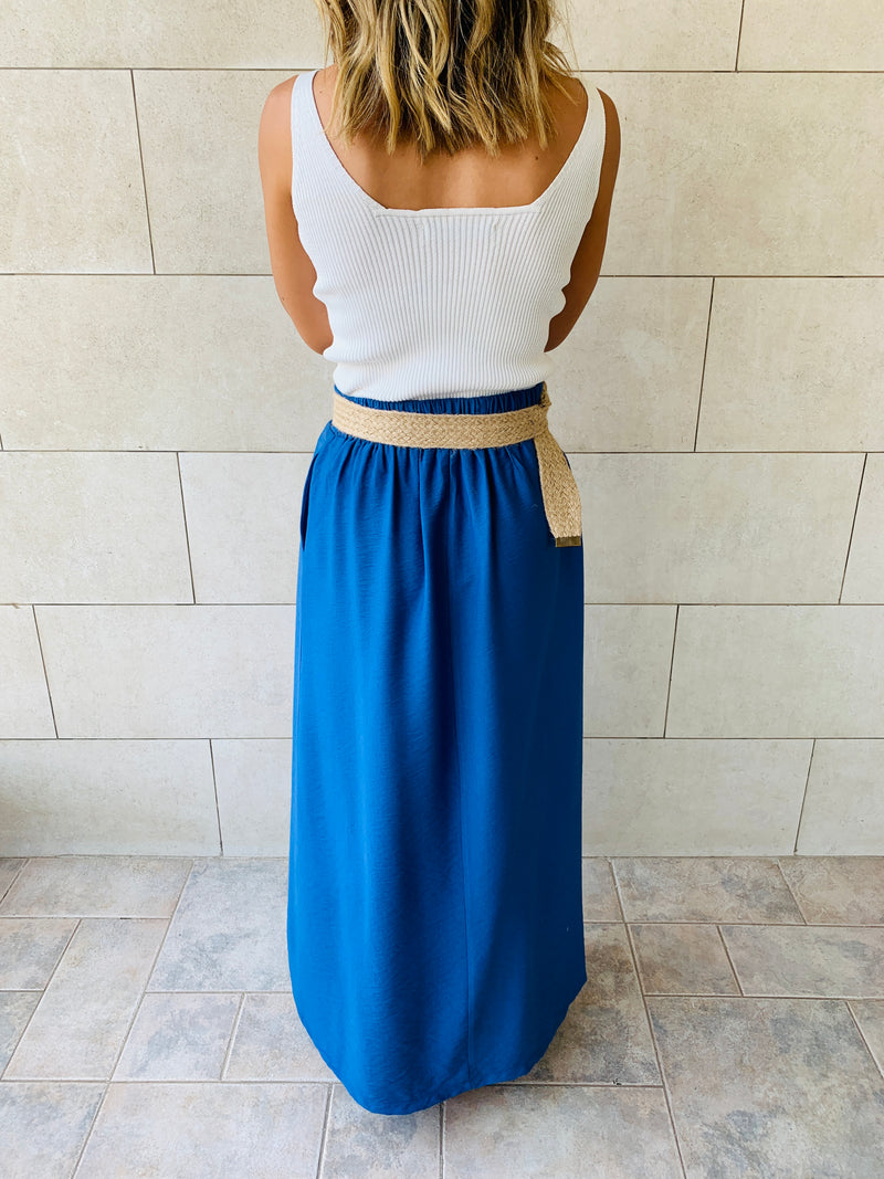 Blue Belted Skirt