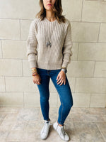 Beige Slouch Knit Pullover