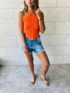 Orange Crochet Halter Top
