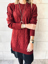 Burgundy Cable Plisse Hem Dress