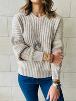 Beige Slouch Knit Pullover