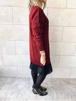 Burgundy Cable Plisse Hem Dress