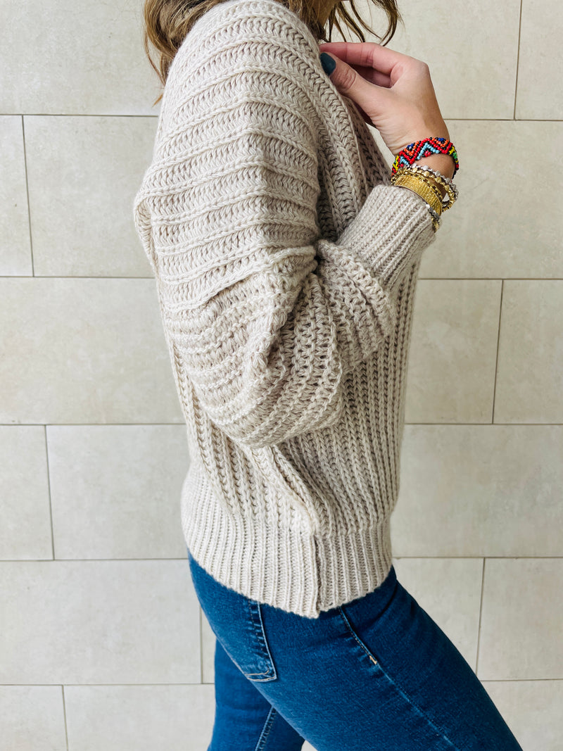 Beige Slouch Knit Pullover