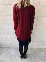 Burgundy Cable Plisse Hem Dress