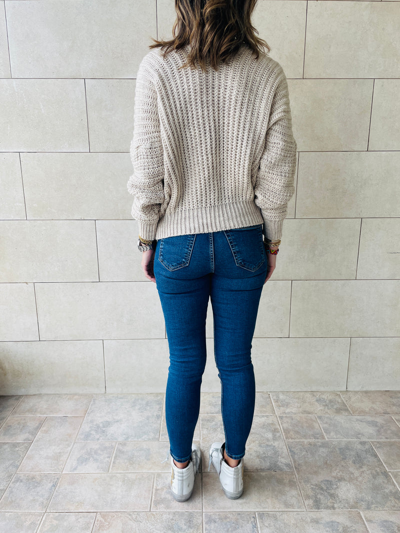 Beige Slouch Knit Pullover