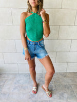 Green Crochet Halter Top