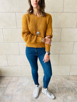 Mustard Slouch Knit Pullover
