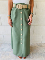 Olive Belted Skirt