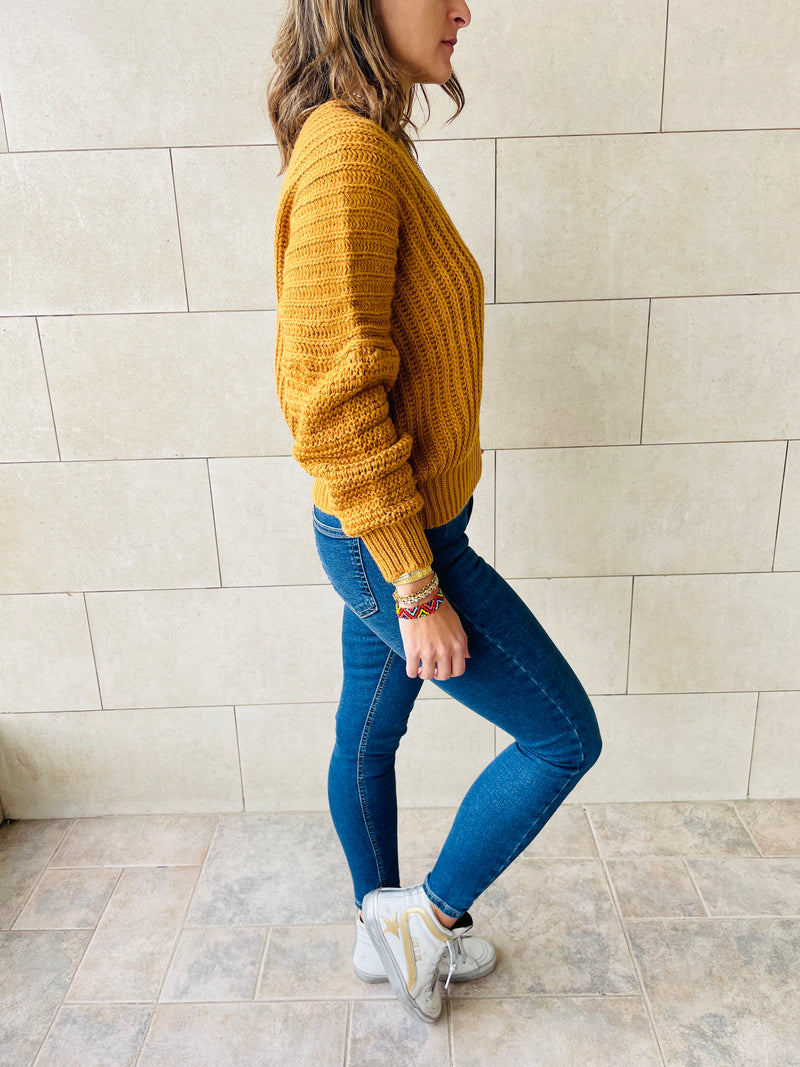 Mustard Slouch Knit Pullover