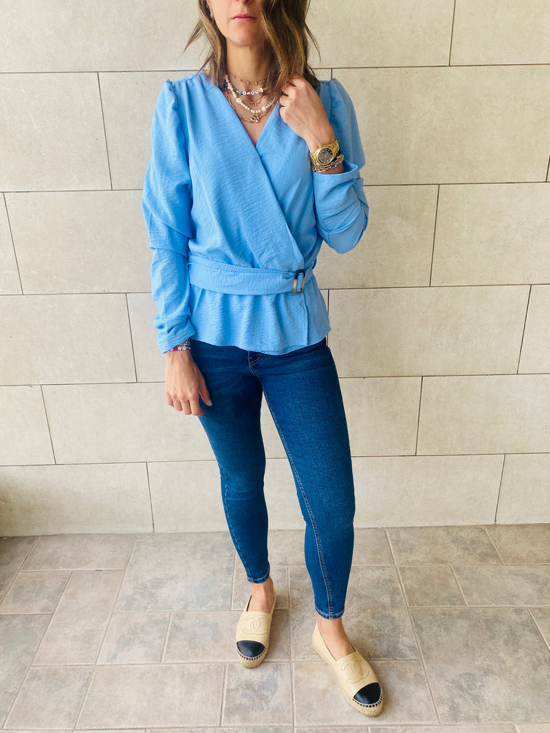 Baby Blue Buckle Top