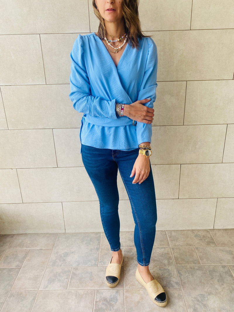 Baby Blue Buckle Top