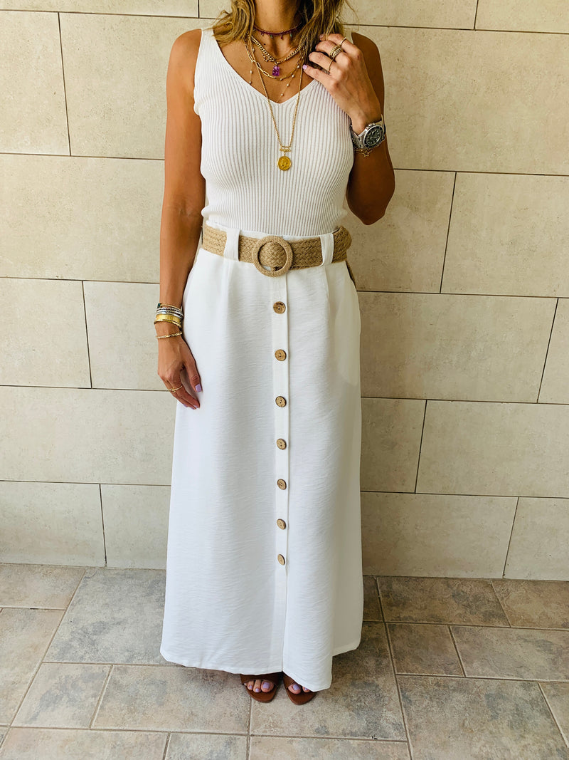 White Belted Skirt