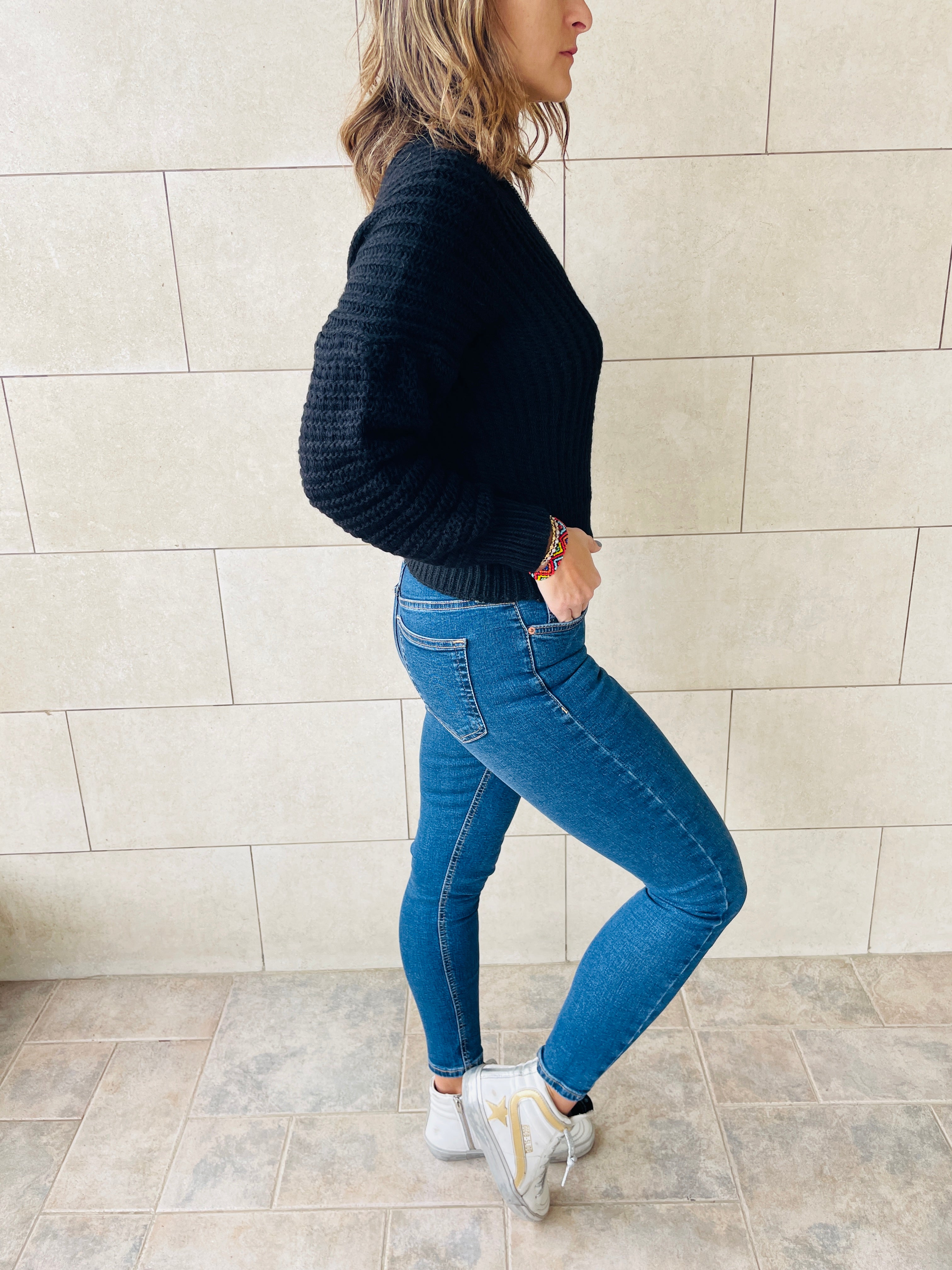 Black Slouch Knit Pullover