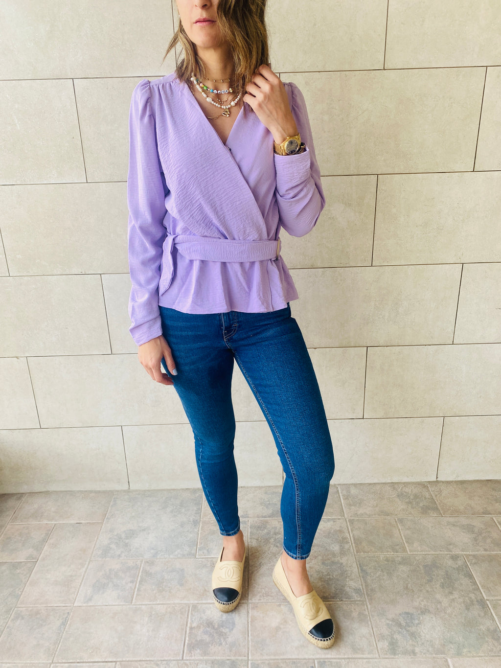 Lilac Buckle Top