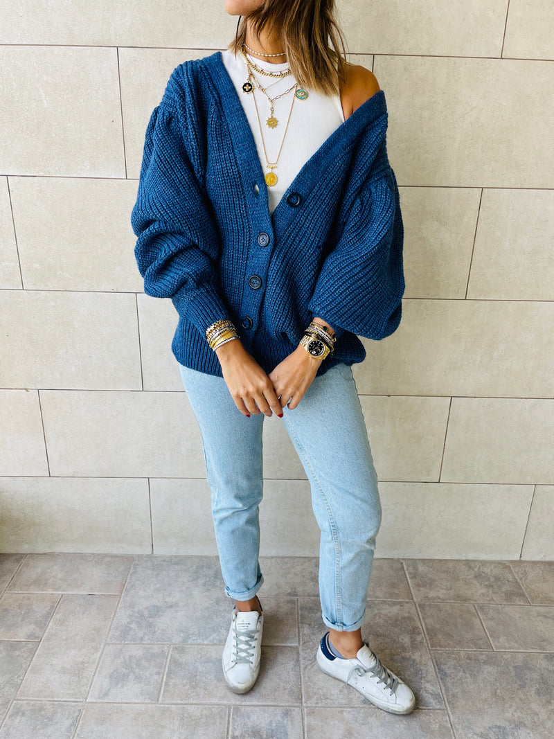 Blue Button Cardi