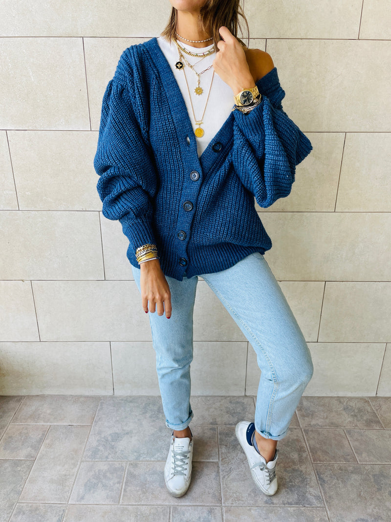 Blue Button Cardi