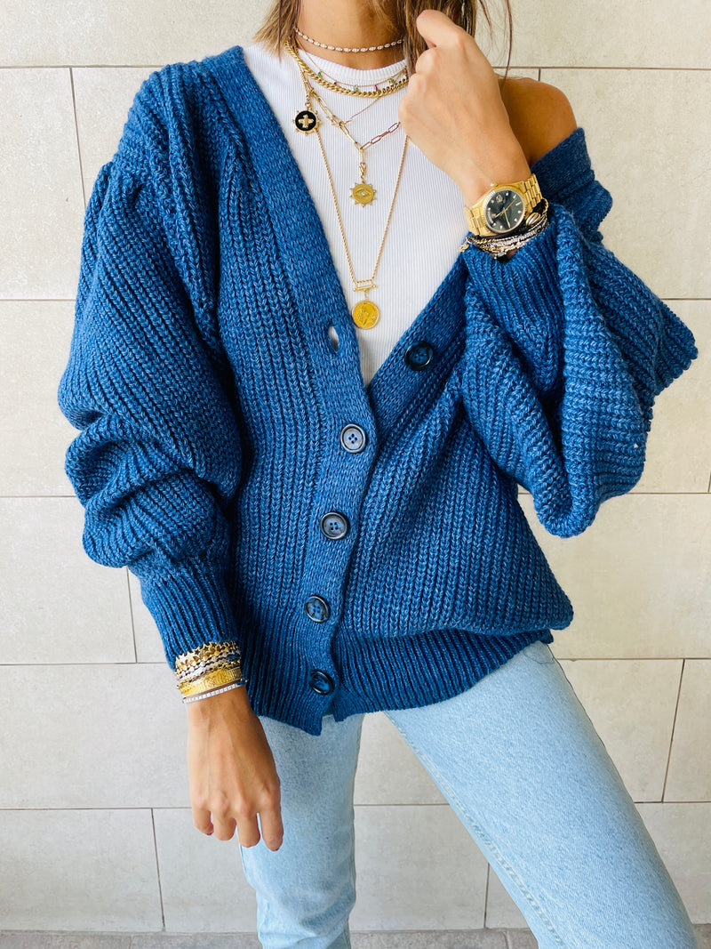 Blue Button Cardi
