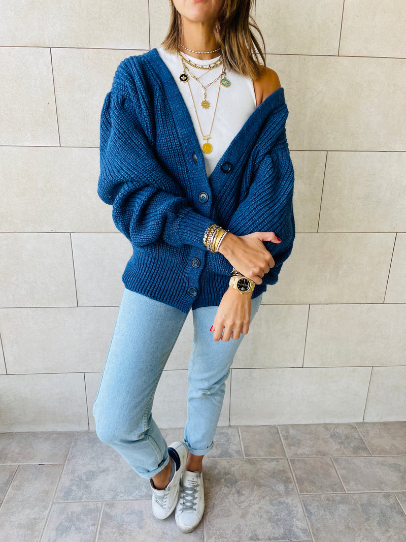 Blue Button Cardi