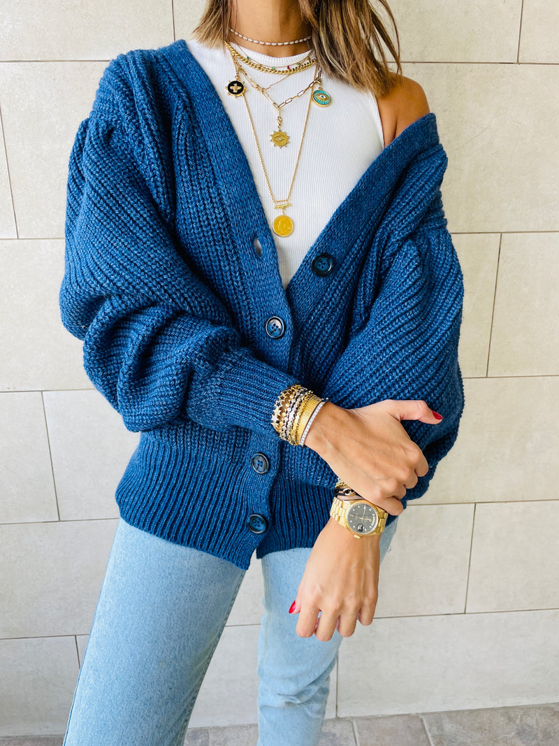 Blue Button Cardi