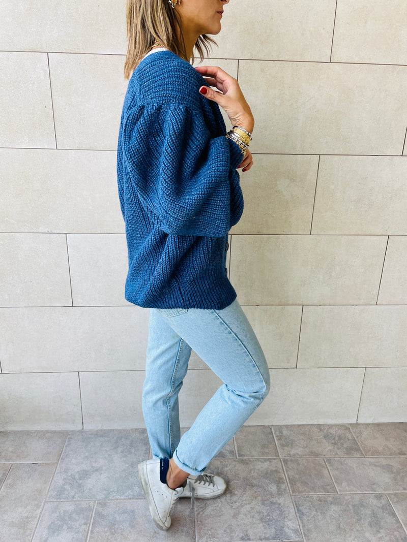 Blue Button Cardi