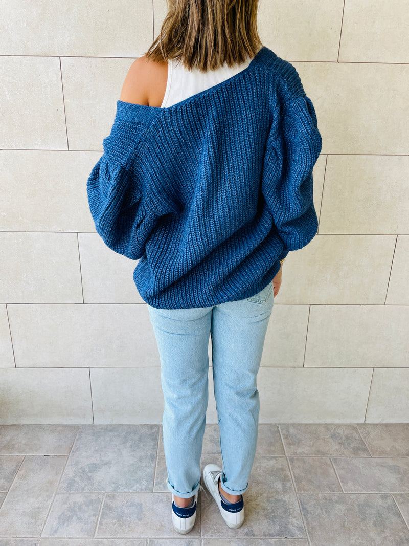 Blue Button Cardi