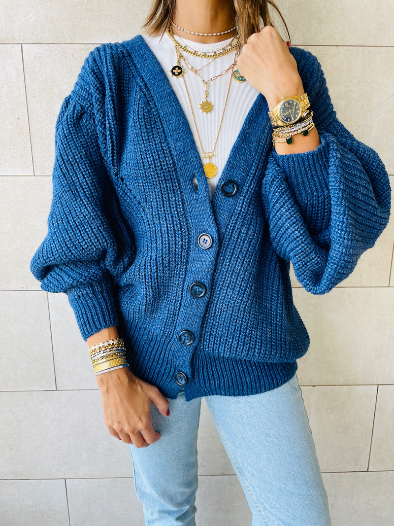 Blue Button Cardi