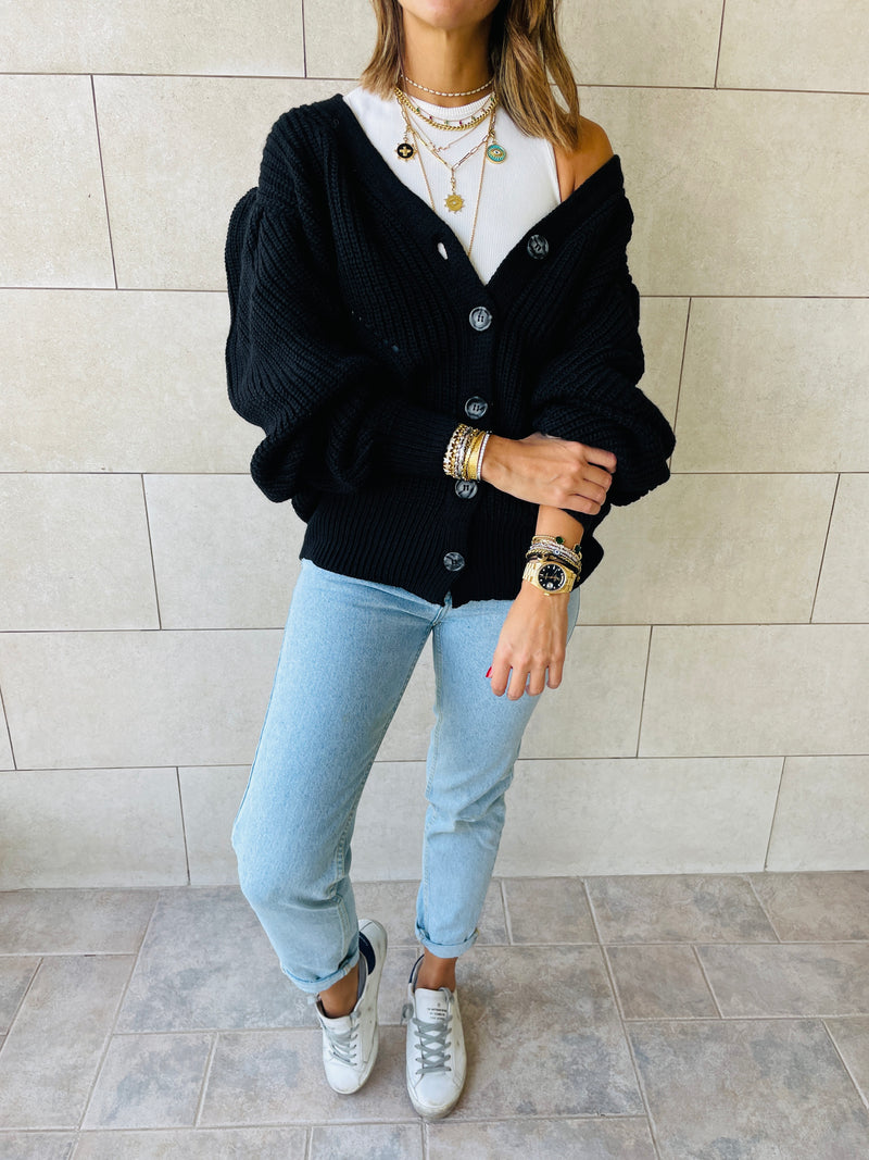 Black Button Cardi