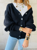 Black Button Cardi