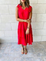 Red Island Walk Midi Dress