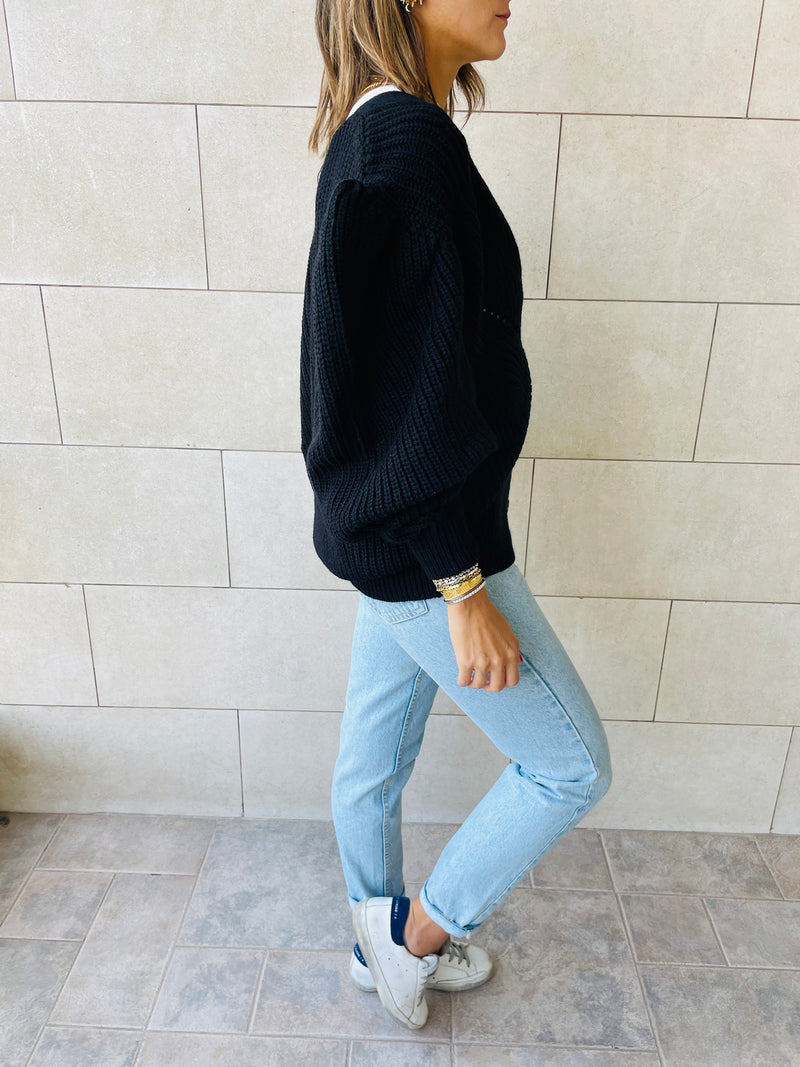 Black Button Cardi