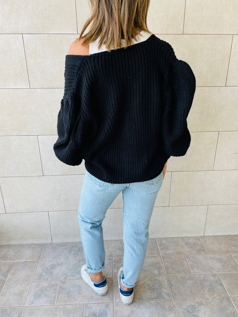 Black Button Cardi