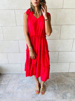 Red Island Walk Midi Dress