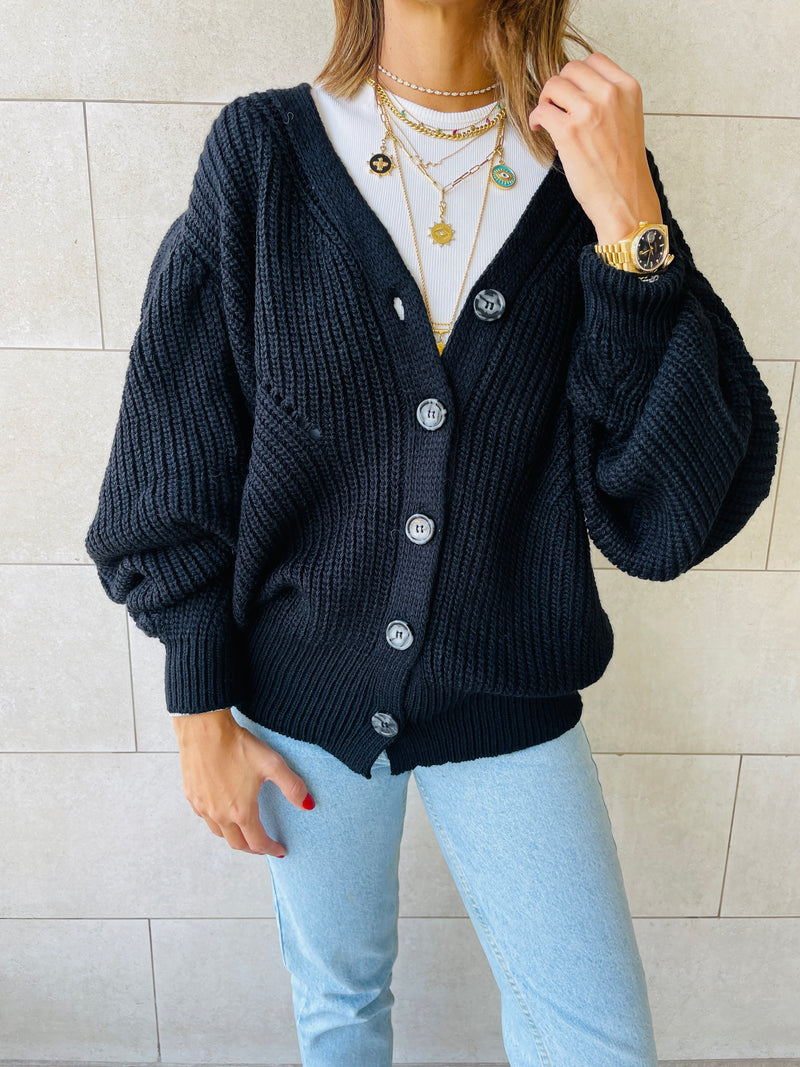 Black Button Cardi