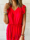 Red Island Walk Midi Dress