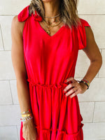 Red Island Walk Midi Dress