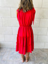 Red Island Walk Midi Dress