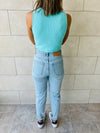Aqua & Grey Crew Crop Top