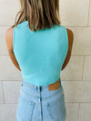 Aqua & Grey Crew Crop Top