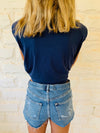 Navy Padded Shoulder T-shirt