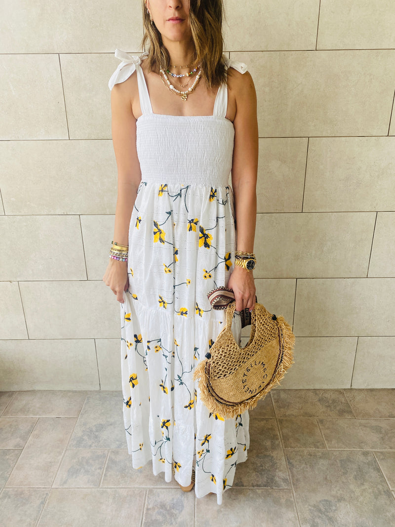 Yellow Embroidery Stroll Dress