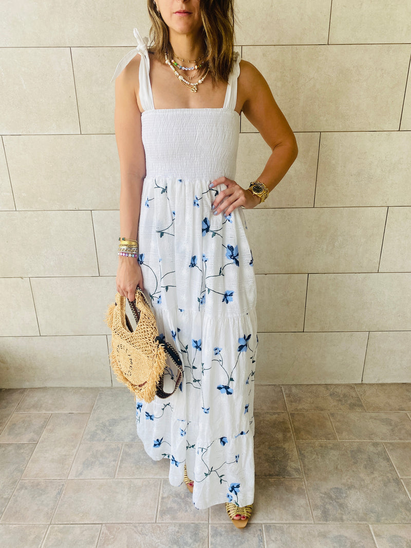 Blue Embroidery Stroll Dress