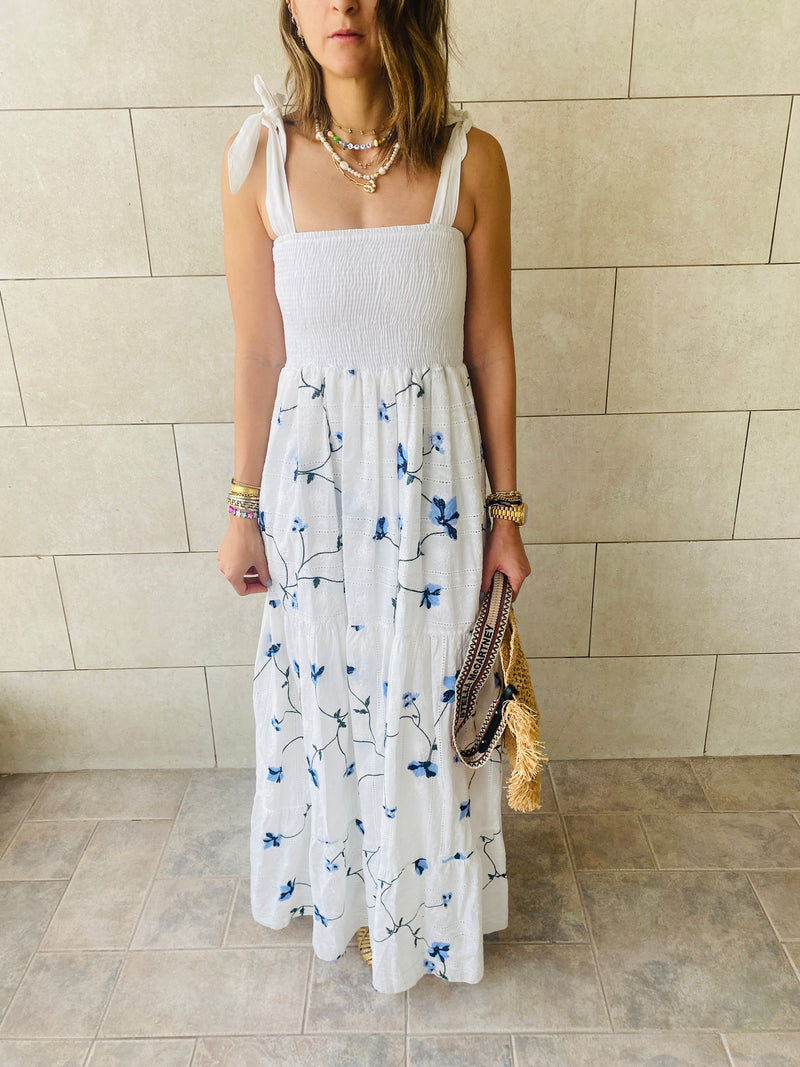 Blue Embroidery Stroll Dress