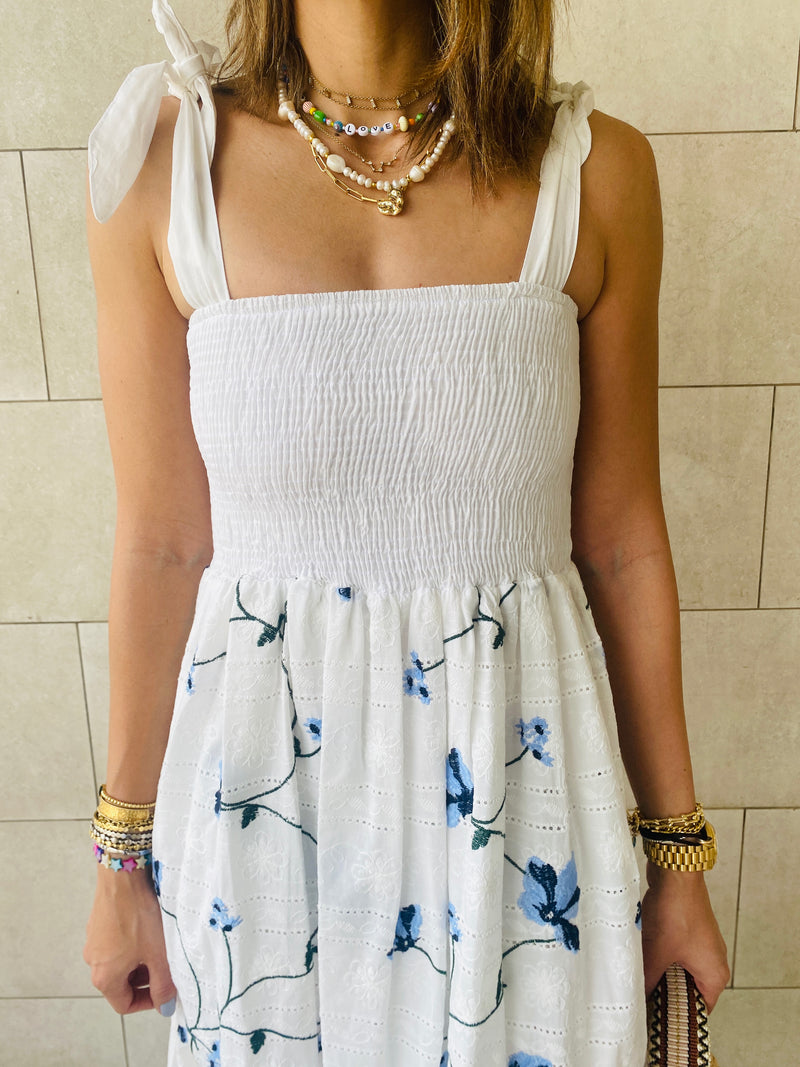 Blue Embroidery Stroll Dress