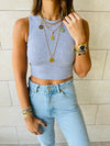 Aqua & Grey Crew Crop Top